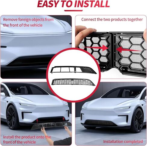 AggAuto Grille Mesh Insert Compatible with Tesla Model Y Juniper 2025 2026, Front Air Inlet Vent Grille Inserts Cover Replacement, 2 Pcs Model Y Accessories Black in Kuwait