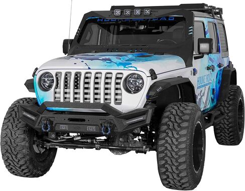 Hooke Road Wrangler JL Grill Inserts Gladiator Grille Guard for 2018-2026 Jeep Wrangler JL & Gladiator JT (American Flag, Black & White, Steel) in Kuwait