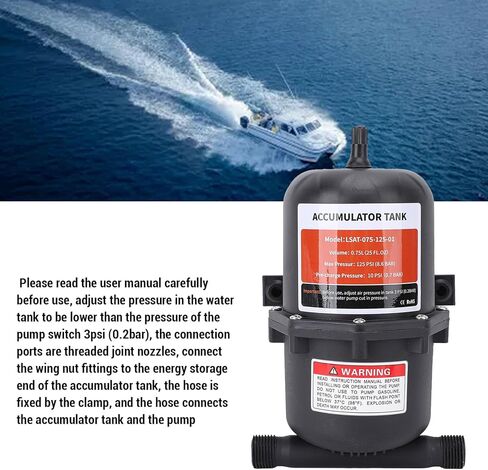 Accumulator, 0.75L 125PSI Pre Pressurized Accumulator for RV, Boat, Travel Trailer, Caravan, Control Inner Bladder, 1/2 MNPT Port Fitting in Kuwait