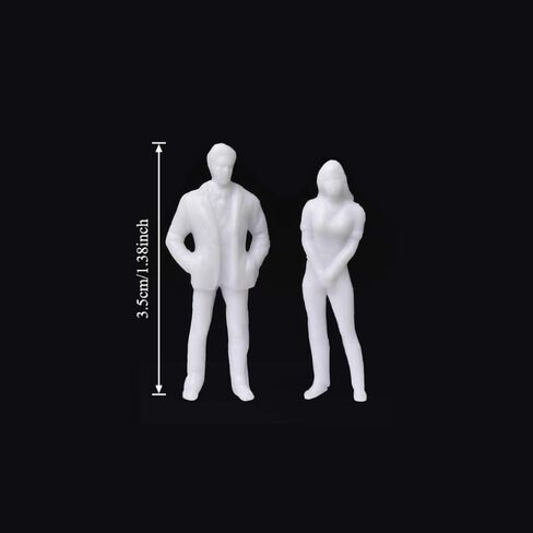 10 PCS 1:50 Scale Primed Miniature Figures, White Unfinished Model People, 3D Scene-Building Accessories for Train Tracks, Dollhouse Interior, and Diorama Kits, Random Gender Pose in Kuwait