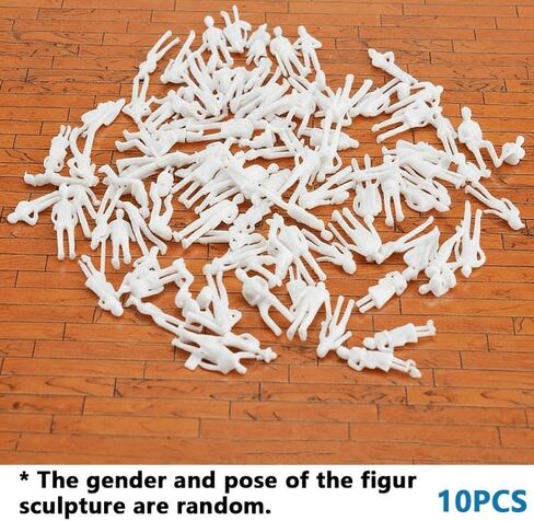 10 PCS 1:50 Scale Primed Miniature Figures, White Unfinished Model People, 3D Scene-Building Accessories for Train Tracks, Dollhouse Interior, and Diorama Kits, Random Gender Pose in Kuwait