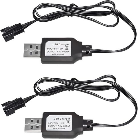 7.4 فولت 3Pin SM-3P التوصيل كابل شاحن USB للسيارات RC والقوارب اللعب القرش فراغ شاحن بطارية ليثيوم أيون شاحن بطارية (2 قطعة) in Kuwait