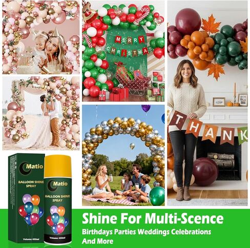 Matio Balloon Shine Spray, 16OZ/ 450ML High Gloss Balloon Spray, Silicone Sprays for Latex Balloons, Instant Shine & Lasting Over 7 Days Shiner for Party Birthday Wedding Celebration Event Decoration in Kuwait