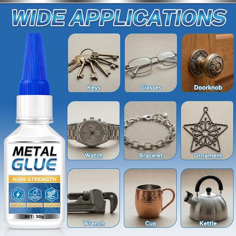 Metal Glue, Super Glue for Metal 30g Heavy Duty Instant Adhesive, Fast Drying Clear CA Adhesive for Stainless Steel, Aluminum, Iron, Jewelry Repair, DIY Crafts, Waterproof Strong Bonding in Kuwait