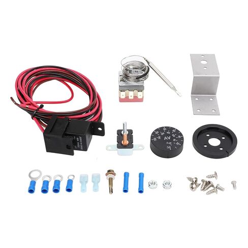 Generic مروحة التحكم في الحرارة بمروحة كهربائية، DC12V 60A مجموعة درجة الحرارة القابلة للتعديل، أداة تبريد مسبار من الفولاذ المقاوم للصدأ مع تصميم فعال، مثالية لنظام تبريد المبرد لشاحنة السيارة in Kuwait