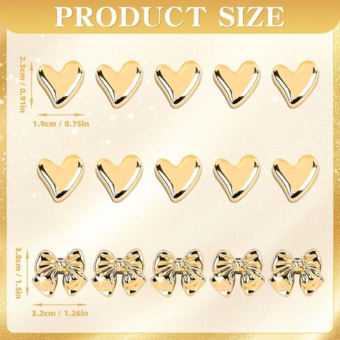 Cute Push Pins,Gold Bows Heart,15 Count Decorative Pins for Bulletin Board,Gold Desk Accessories for Classroom,Office,Home in Kuwait