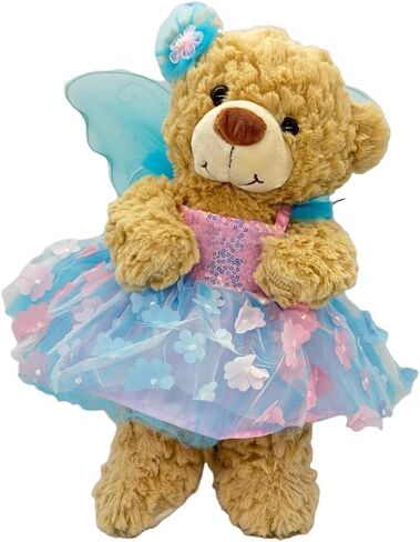 Floral Butterfly Dress with Wings for 14 to 18 Inch Stuffed Animals Colorful Fairy-Themed Outfit for Plush Toys, Teddy Bears, and Dolls Magical Dress-Up Costume for Kids Gift Idea in Kuwait
