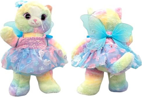Floral Butterfly Dress with Wings for 14 to 18 Inch Stuffed Animals Colorful Fairy-Themed Outfit for Plush Toys, Teddy Bears, and Dolls Magical Dress-Up Costume for Kids Gift Idea in Kuwait