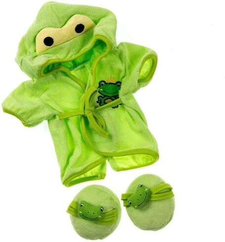Frog Bathrobe and Slippers Outfit for 14 to 18 INCH Plush Bear Doll Clothing Bathrobe Dress Up Outfit for Stuffed Animals Plush Toy Clothes Spa Robe Costume Gift for Ḳids Teddy Bear Clothes in Kuwait