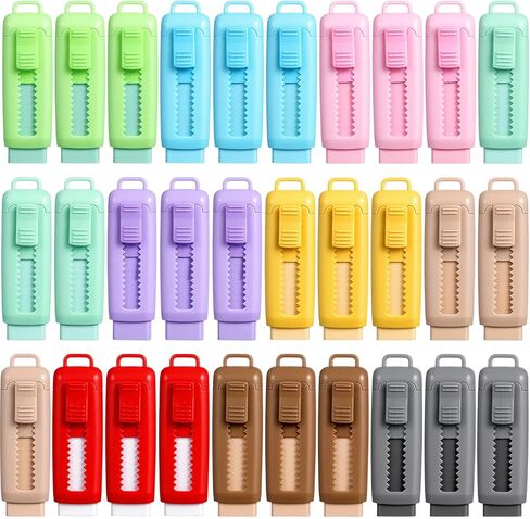 30pcs Cute Retractable Eraser for Pencils Cute School Supplies Kawaii Erasers Pencil Erasers Fun Cartoon Eraser Party Favors Gift for Back to School Office Supply Stationery in Kuwait