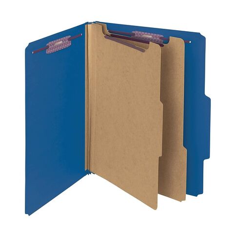 Smead® Classification Folders, Pressboard with SafeSHIELD® Fasteners, 2 Dividers, 2" Expansion, Letter Size, Dark Blue, in Kuwait
