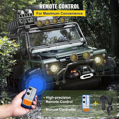 ATV/UTV Winch Kit 13500lb with Steel Cable, Wired Manual Remote Control Switch, IP65 Waterproof for Towing ATV UTV, Boat, Off-Road in Kuwait
