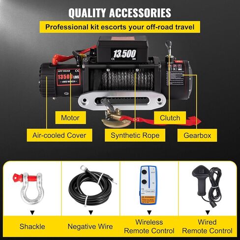ATV/UTV Winch Kit 13500lb with Steel Cable, Wired Manual Remote Control Switch, IP65 Waterproof for Towing ATV UTV, Boat, Off-Road in Kuwait