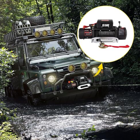 ATV/UTV Winch Kit 13500lb with Steel Cable, Wired Manual Remote Control Switch, IP65 Waterproof for Towing ATV UTV, Boat, Off-Road in Kuwait