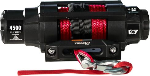 مجموعة ونش MotoAlliance UTV/ATV 4500lb واسعة - 1.1 حصان 60 قدم حبل ونش صناعي أحمر لسحب مقطورة على الطرق الوعرة - ونش مقاوم للماء VIPER V3 in Kuwait