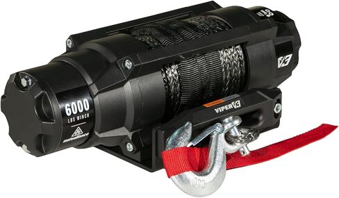 مجموعة ونش MotoAlliance UTV/ATV 4500lb واسعة - 1.1 حصان 60 قدم حبل ونش صناعي أحمر لسحب مقطورة على الطرق الوعرة - ونش مقاوم للماء VIPER V3 in Kuwait