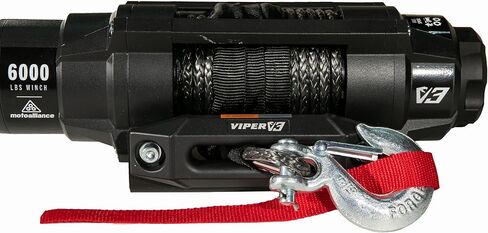 MotoAlliance UTV/ATV 4500lb Wide Spool Winch Kit - 1.1 HP 60 feet Blue Synthetic Winch Rope for Off Road Trailer Towing - VIPER V3 Waterproof Winch in Kuwait