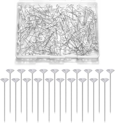 Thinp 200 Pcs Diamond Pins for Bouquets, 1.5 Inch Diamond Flower Pins Straight Corsage Bouquet Pin for Flowers Rhinestone Crystal Pin for Bouquets Wedding Flower Jewelry DIY Sewing Crafts in Kuwait