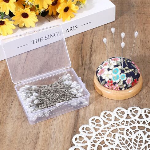Mabor 75mm/3Inch Straight Pins Sewing, 200Pcs Pearl Head Decorative Pins, Colored Teardrop Corsage Boutonniere Pin for Wedding Flower Bouquet Attaching Dressmaker Crafts in Kuwait