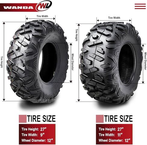 إطارات WANDA All Terrain UTV ATV مقاس 27x9-12 و27x11-12 لـ16-17 Polaris General 1000 RZR 1000 (مجموعة من 4) in Kuwait