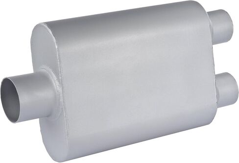 كاتم صوت ذو لون عميق من JEGS | 3in.Inlet/2.5in.Outlet Diameter | مدخل مركزي/مخرج مزدوج | فولاذ رمادي بالألمنيوم | الطول الإجمالي 19 بوصة.| جسم كاتم الصوت هو 9 بوصة عرض × 4 بوصة ارتفاع × 13 بوصة طول in Kuwait