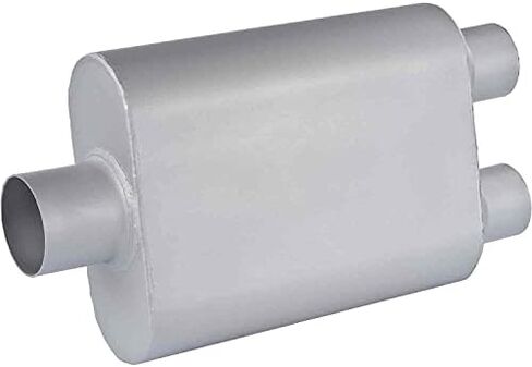 كاتم صوت ذو لون عميق من JEGS | 3in.Inlet/2.5in.Outlet Diameter | مدخل مركزي/مخرج مزدوج | فولاذ رمادي بالألمنيوم | الطول الإجمالي 19 بوصة.| جسم كاتم الصوت هو 9 بوصة عرض × 4 بوصة ارتفاع × 13 بوصة طول in Kuwait
