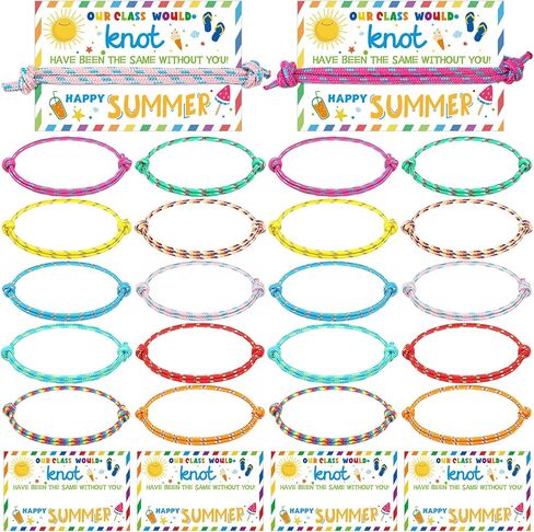 Junkin 60 Sets End of Year Gifts for Students Bulk Friendship Bracelets with Cards Kids Graduation Knot Bracelets 2026 Last Day of School Party Favors for Classroom Kindergarten Summer Grad Gifts in Kuwait