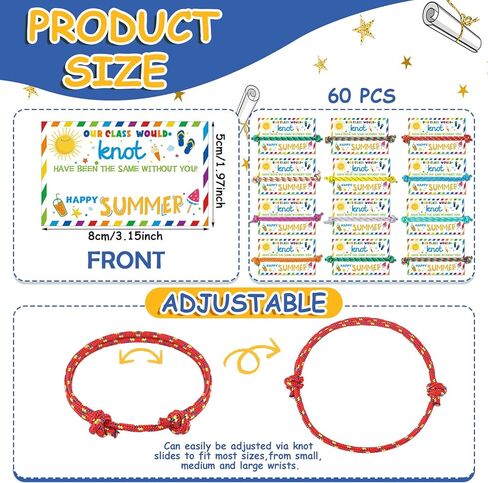 Junkin 60 Sets End of Year Gifts for Students Bulk Friendship Bracelets with Cards Kids Graduation Knot Bracelets 2026 Last Day of School Party Favors for Classroom Kindergarten Summer Grad Gifts in Kuwait