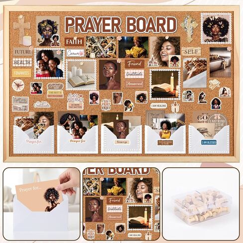 Black Women Prayer Board Kit - Vemfare Prayer Board Stickers Supplies with Pins Envelope Bible Verse Quotes Cards, Brown Motivational Scrapbook Stickers, Bible Study Supplies (Not Including Board) in Kuwait