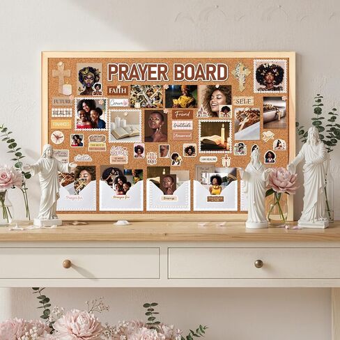 Black Women Prayer Board Kit - Vemfare Prayer Board Stickers Supplies with Pins Envelope Bible Verse Quotes Cards, Brown Motivational Scrapbook Stickers, Bible Study Supplies (Not Including Board) in Kuwait