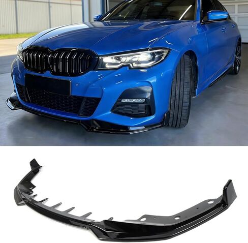 Front Lip Compatible with BMW G20 3 Series M Sport 330e 330i M340i 2019–2022, V Style Front Bumper Chin Splitter Spoiler for 330i 330e M340i (Gloss Black) in Kuwait