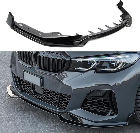 Front Lip Compatible with BMW G20 3 Series M Sport 330e 330i M340i 2019–2022, V Style Front Bumper Chin Splitter Spoiler for 330i 330e M340i (Gloss Black) in Kuwait