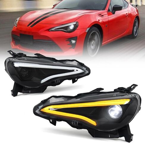 Huray Headlight Assembly for Toyota 86 2012-2021/Subaru BRZ 2013-2021/Scion FR-S 2012-2021, LED Projector Headlamp with Turn Signal A Pair, Plug&Play in Kuwait