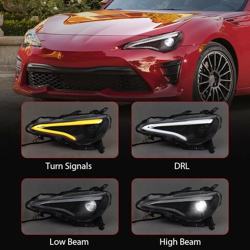 Huray Headlight Assembly for Toyota 86 2012-2021/Subaru BRZ 2013-2021/Scion FR-S 2012-2021, LED Projector Headlamp with Turn Signal A Pair, Plug&Play in Kuwait