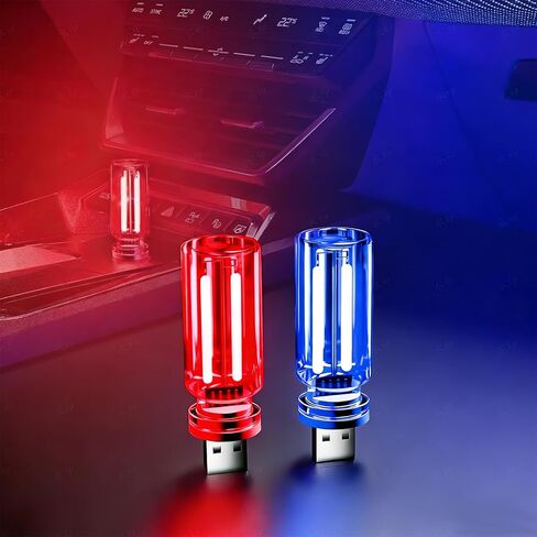Mini USB Light, Touch Dimmable Car Interior Ambient LED Night Light, Retro Glass Bottle Plug-in Accent Decor Lamp for Vehicle, Camping, Bedroom (1Red&1Blue) in Kuwait