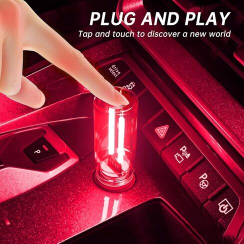 Mini USB Light, Touch Dimmable Car Interior Ambient LED Night Light, Retro Glass Bottle Plug-in Accent Decor Lamp for Vehicle, Camping, Bedroom (1Red&1Blue) in Kuwait