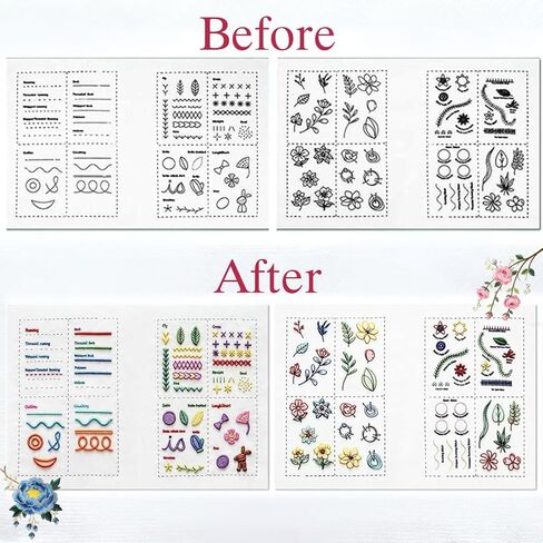 Embroidery Stitch Book Kit for Beginner Adults, 2026 Hand Embroidery Kits with Pre-Stamped Pattern, Complete Sewing Kits, Step-by-Step Guide in Kuwait
