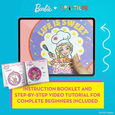 Barbie® Kids Sewing & Embroidery Kit for Girls Ages 8-12 - Beginner Craft Kit with 8 Designs, 2 Hoops, Thread & Needles - Arts and Crafts Gift Set in Kuwait