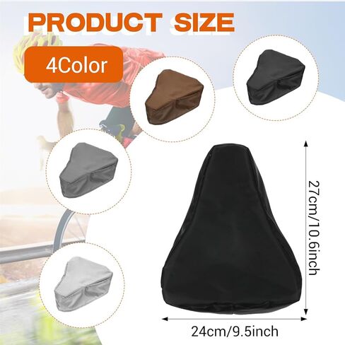 4PCS Waterproof Bike Seat Cover, 210T Silver-Coated Polyester Bicycle Saddle Cover, Rain/Dust Protector with Drawstring for Men Women, Fits Most City/Mountain/Road Bikes (Black/Brown/Dark Gray/Silver in Kuwait