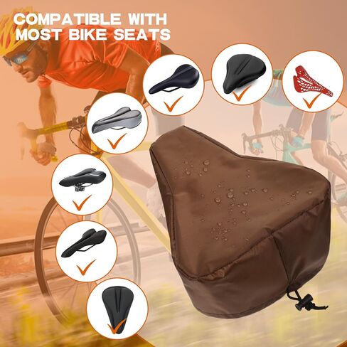 4PCS Waterproof Bike Seat Cover, 210T Silver-Coated Polyester Bicycle Saddle Cover, Rain/Dust Protector with Drawstring for Men Women, Fits Most City/Mountain/Road Bikes (Black/Brown/Dark Gray/Silver in Kuwait