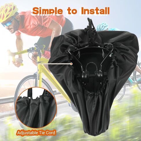 4PCS Waterproof Bike Seat Cover, 210T Silver-Coated Polyester Bicycle Saddle Cover, Rain/Dust Protector with Drawstring for Men Women, Fits Most City/Mountain/Road Bikes (Black/Brown/Dark Gray/Silver in Kuwait