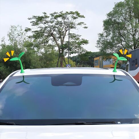 ملصق لطيف ثلاثي الأبعاد من Osilly Car Sprout Topper، ملصق مبتكر لأوراق العشب المتحركة يرقص على سقف السيارة، ديكور خارجي جميل لنباتات الفاصولياء، عالمي لشاحنة السيدان SUV in Kuwait