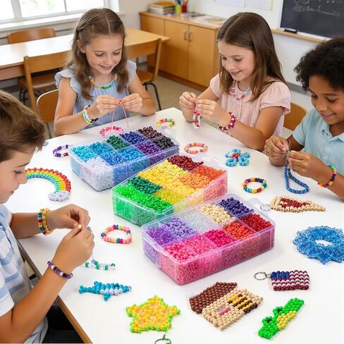 Simetufy 12,000PCS Pony Beads Bulk, 30 Colors 6x9mm Plastic Kandi Beads for Bracelet Making Hair Braiding Jewelry Key Chains DIY Crafts Gifts (6.88LB, Shockproof Packaging) in Kuwait