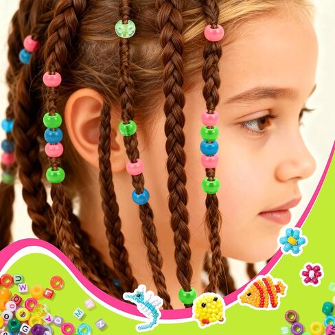 Simetufy 12,000PCS Pony Beads Bulk, 30 Colors 6x9mm Plastic Kandi Beads for Bracelet Making Hair Braiding Jewelry Key Chains DIY Crafts Gifts (6.88LB, Shockproof Packaging) in Kuwait