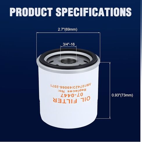 49065-2071 Oil Filter for Kawasaki 49065-0724 49065-7010 49065-2062 49065-2078 49065-2084 4 Stroke Engine FH381V FH721V FH601V FH641V FH661V FH680V Replace AM107423 3Packs in Kuwait
