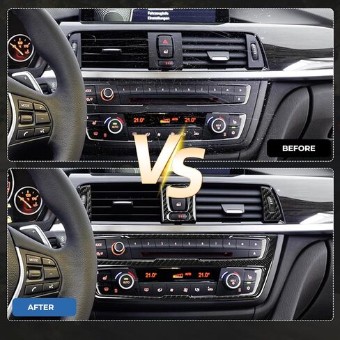13PCS Carbon Fiber Interior Trim Kit Compatible with BMW 3 Series F30 F31 F34 2012-2019 Compatible with 4 Series F32 F33 F36 2014-2020 in Kuwait