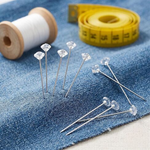 200 Pcs Rhinestone Floral Pins, 1.5 Inch Diamond Corsage Pins, Straight Boutonniere Pins for Wedding Bouquets, Bridal Hair Accessories, DIY Craft Sewing (Clear) in Kuwait