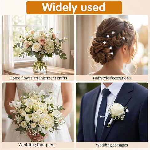 200 Pcs Rhinestone Floral Pins, 1.5 Inch Diamond Corsage Pins, Straight Boutonniere Pins for Wedding Bouquets, Bridal Hair Accessories, DIY Craft Sewing (Clear) in Kuwait