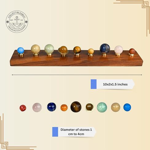 Handcrafted Gemstone Solar System Planetarium on Solid Wooden Base Decorative Astronomy Desk Model, Space Science Home & Office Decor Gift in Kuwait