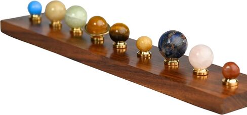 Handcrafted Gemstone Solar System Planetarium on Solid Wooden Base Decorative Astronomy Desk Model, Space Science Home & Office Decor Gift in Kuwait